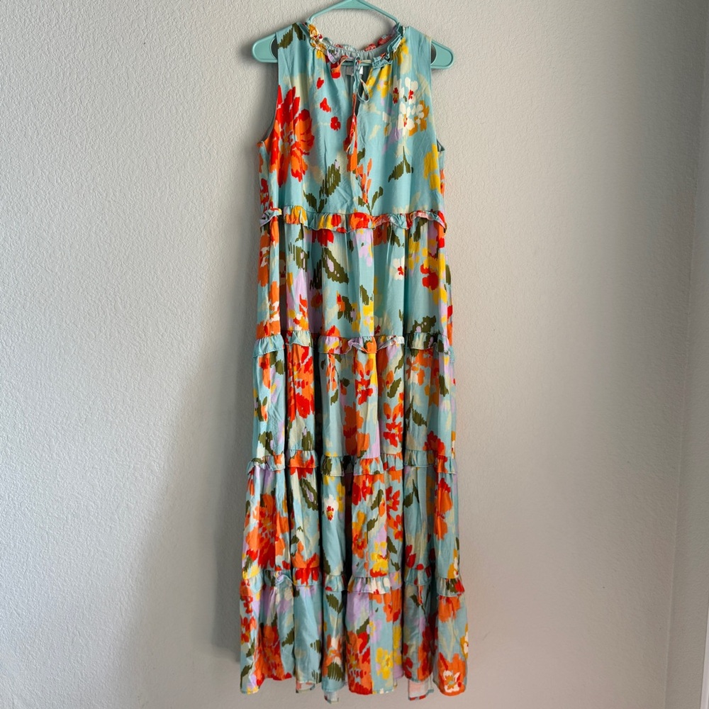 BLOSSOM BREEZE SKY BLUE MULTI FLORAL MAXI DRESS. New without tags
